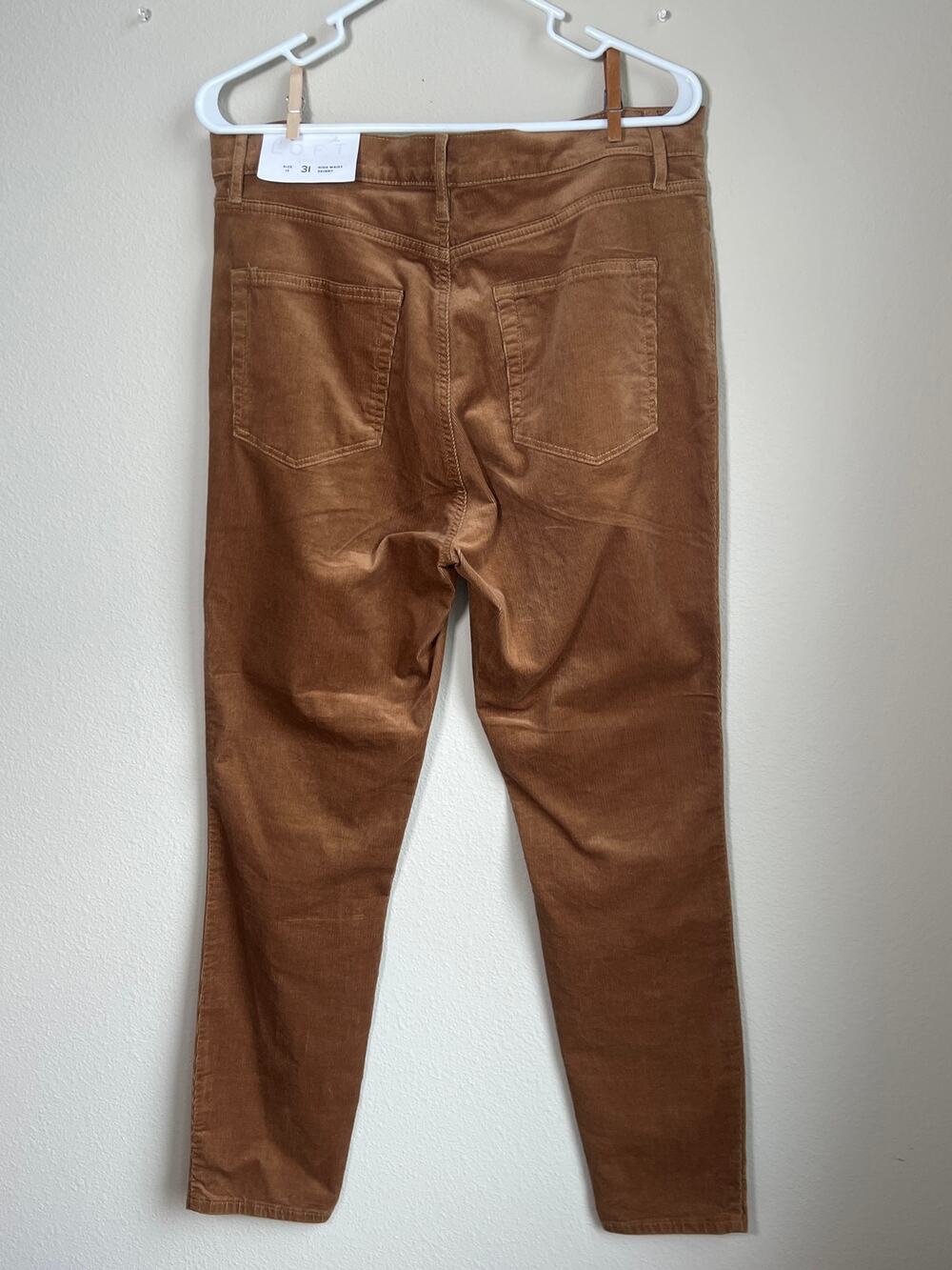 NWT LOFT High-Rise Skinny Corduroy Pants - Golden Chestnut Size 12 Large